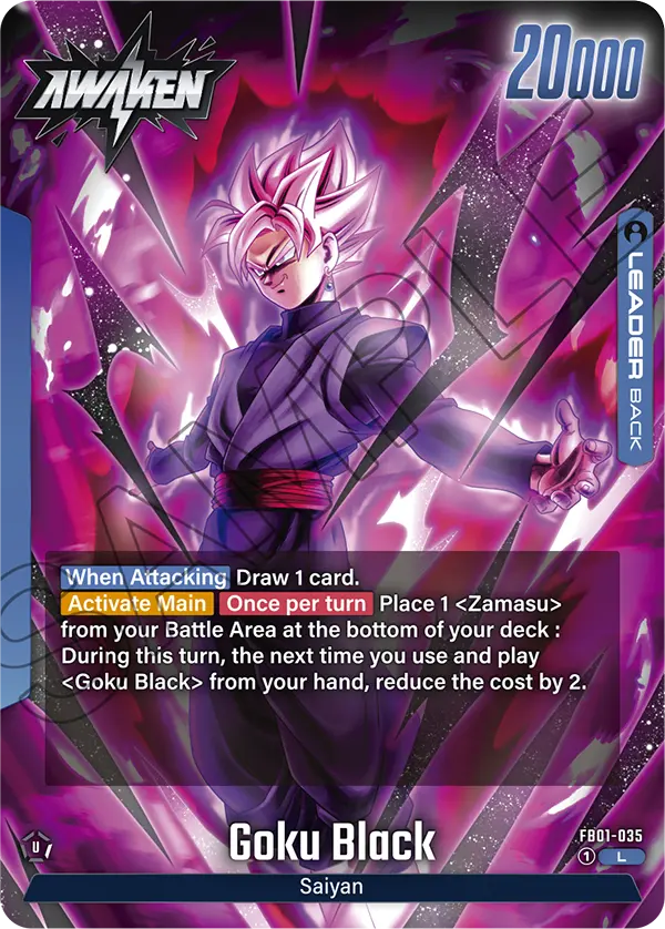 Goku Black FB01-035, cara Awaken del líder azul