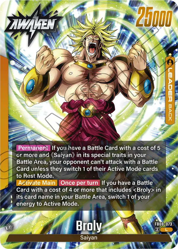 Broly FB08-073, cara Awaken del líder amarillo