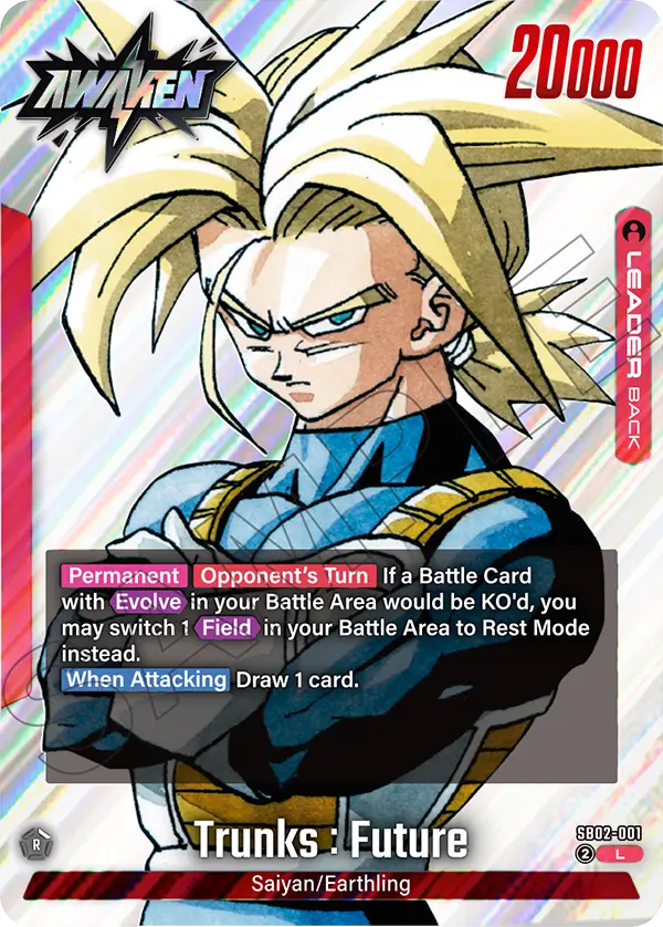 Trunks : Future SB02-001, cara Awaken del líder rojo