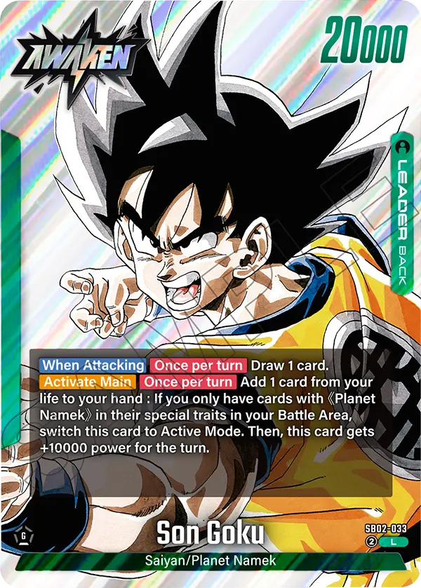 Son Goku SB02-033, cara Awaken del líder verde